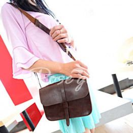 Vintage Style Solid Color and PU Leather Design Women's Crossbody Bag