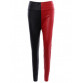 Color Patchwork Slimming Leather Pants