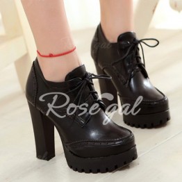 Stylish Platform and Lace-Up Design Women's Ankle Boots