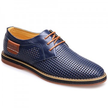Preppy Style Hollow Out and Lace-Up Design Round Toe Men's Formal Shoes