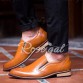 Retro Style Engraving and Solid Color Design Men's Formal Shoes