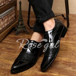 Stylish Geometric Pattern and Black Design Men's Formal Shoes