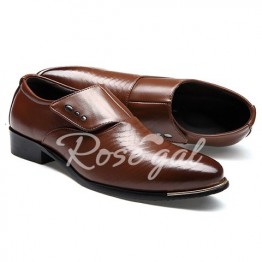 Stylish Metallic and PU Leather Design Men's Formal Shoes