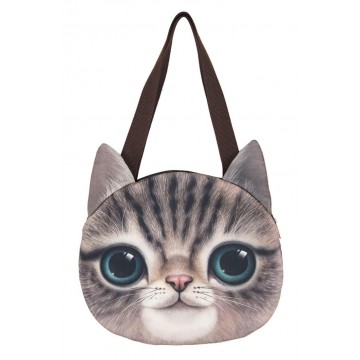Green Eyes Cat Pattern Shoulder Bag